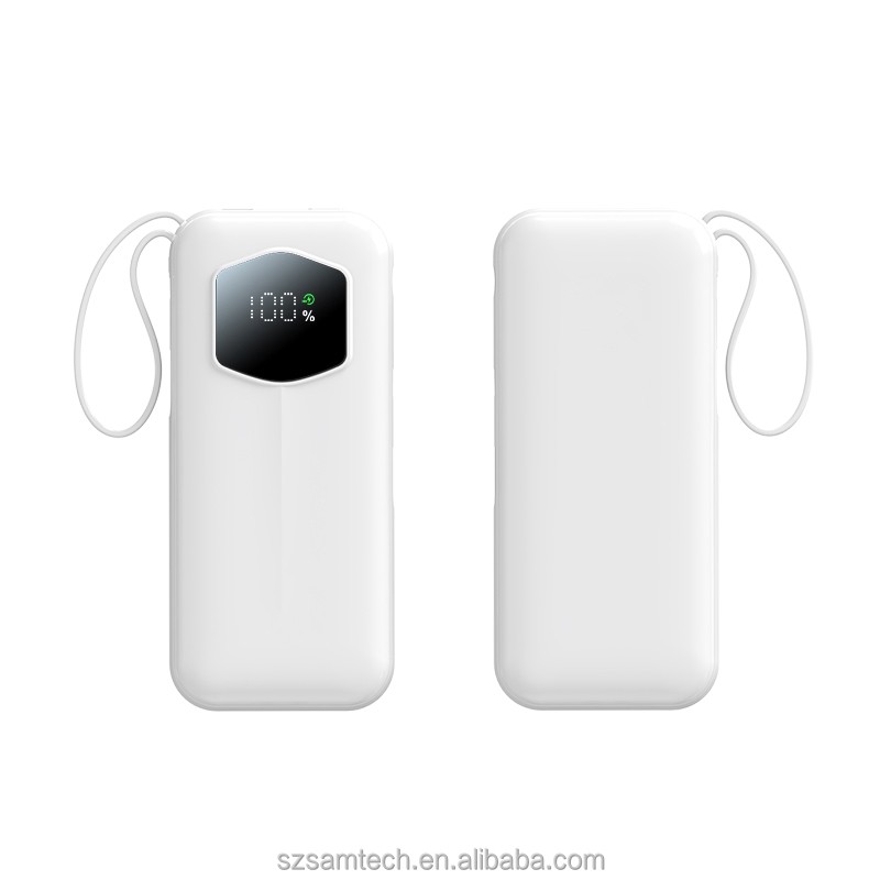 Power Bank Manufacturer - 10000mAh Retractable Cord LED Display