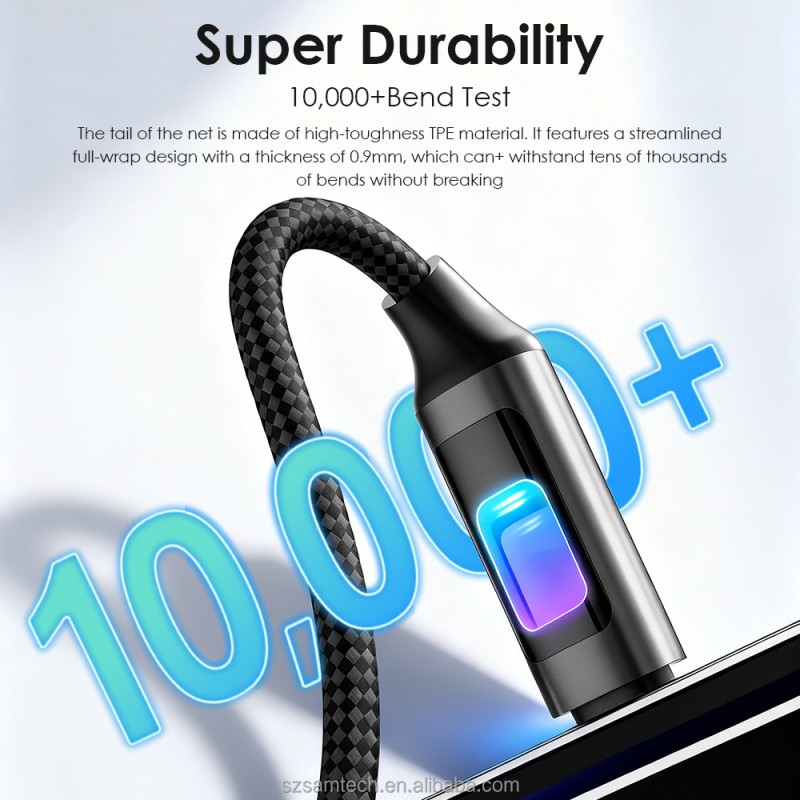 USB Cable Factory - 60W RGB Light Up Fast Charging Cable