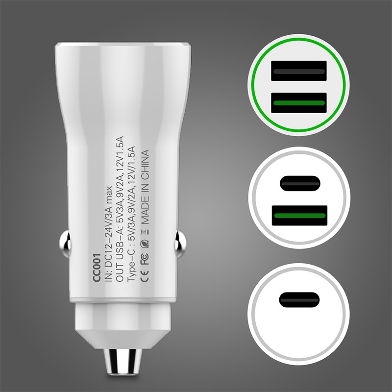 Car Charger Factory - Type C Fast Charge Dual USB PD QC3.0