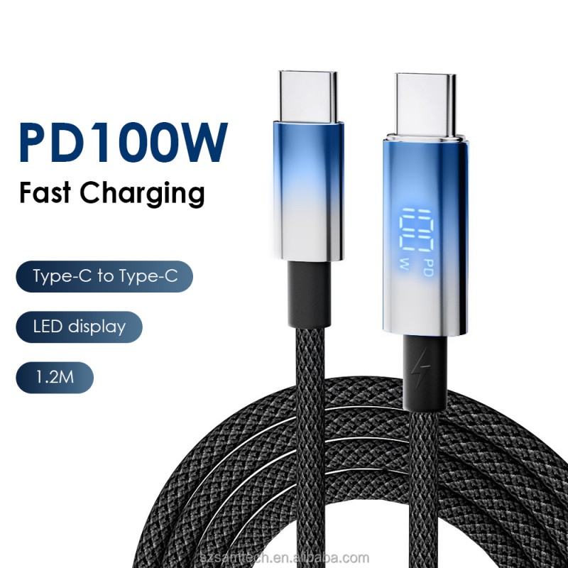 USB C Cable Factory - 100W Fast Charging RGB Nylon Braided