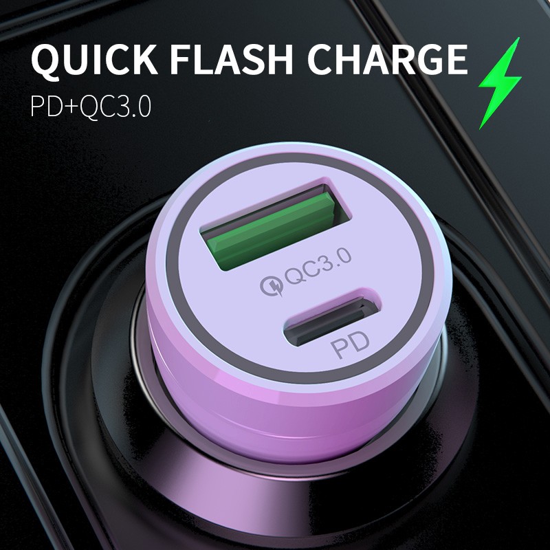Car Charger Manufacturer - PD QC3.0 2-Port USB Type C Charger