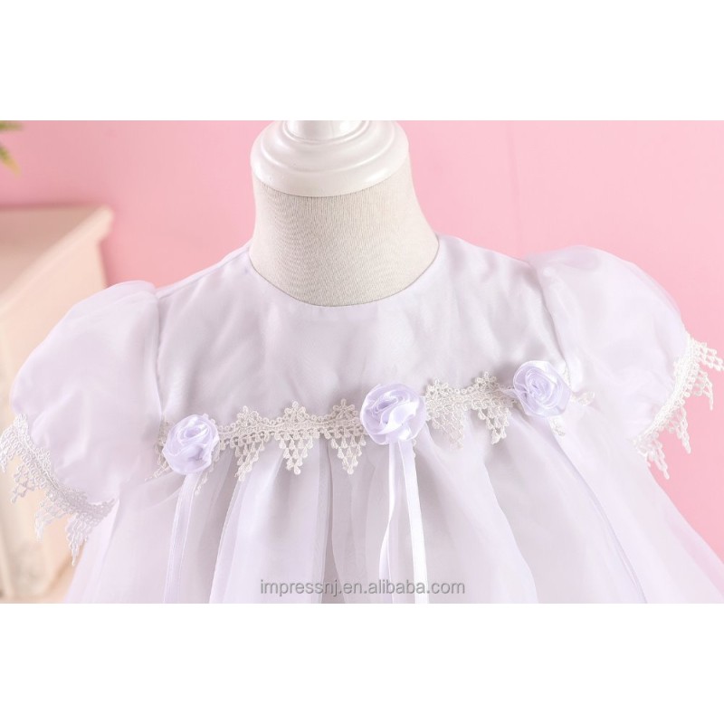 Infant Baptism Dress Supplier - Organza Layered Flower