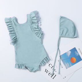 Beach Suit Manufacturer - Simple Sleeveless Ruffle Solid