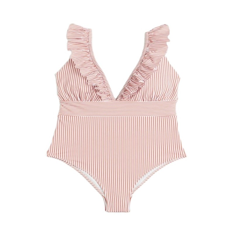 One-piece Swimsuit Manufacturer - Solid Color One-shoulder