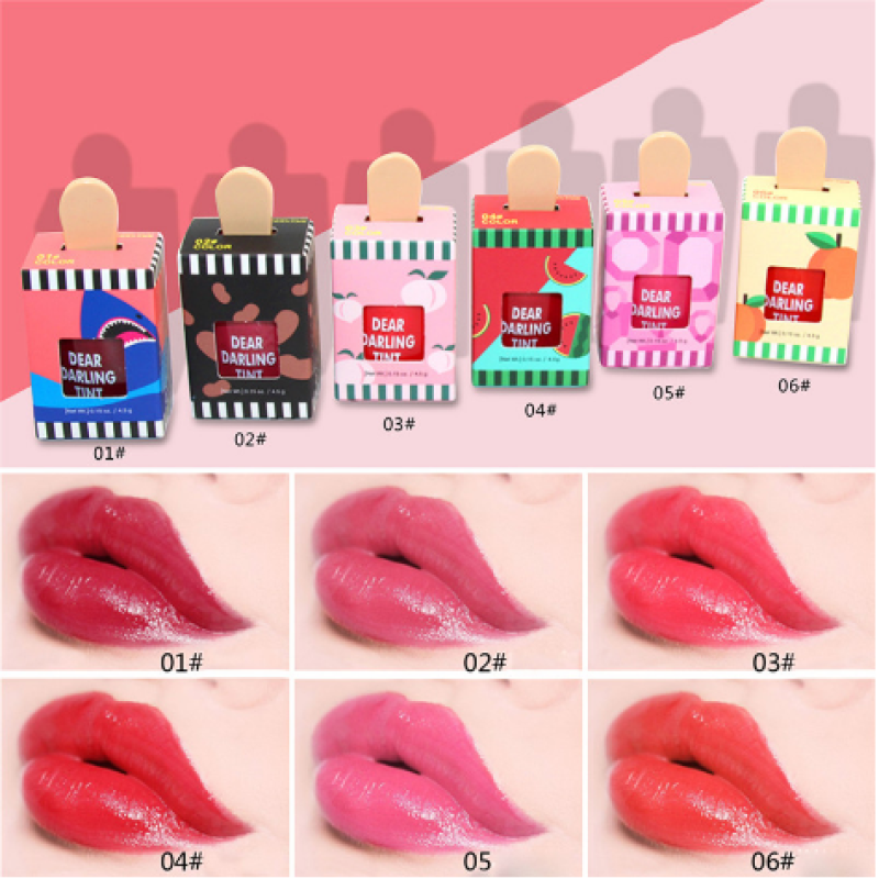 6 Candy Colors Super Ice Cream Lip Gloss Waterproof Long Lasting Makeup Liquid Lipstick Sweet Red Lip Tint Sweet LipGloss