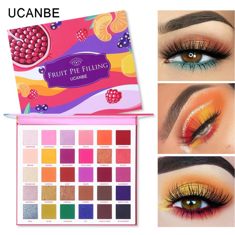 UCANBE Fruit Pie Filling Eye Shadow Palette Makeup Shimmer Matte 30Colors Highly Pigmented Waterproof Long-Lasting Eyeshadows