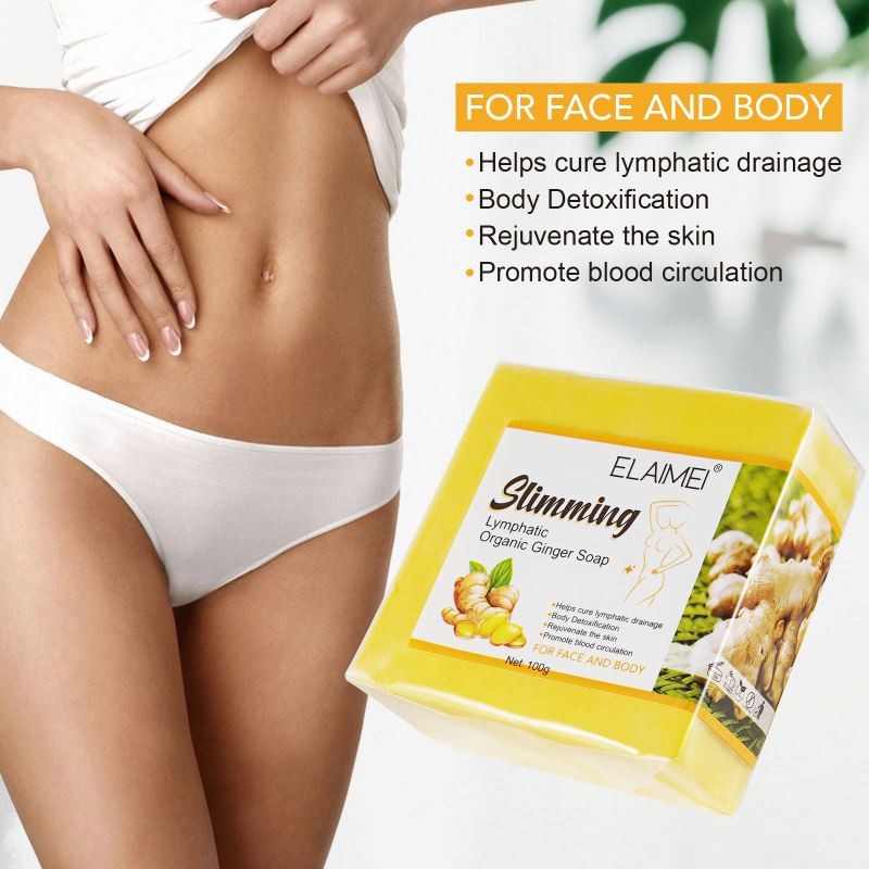 Elaimei 100g Organic Ginger Herbal Soap Face and Body Whitening Slimming Soap for Weight Loss