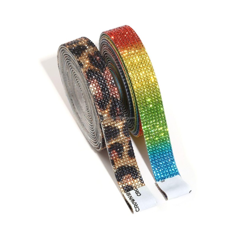 Hot Melt Adhesive Rhinestone Strips Glitter Rhinestone Decoration Long Heat Transfer Rhinestone Sticker