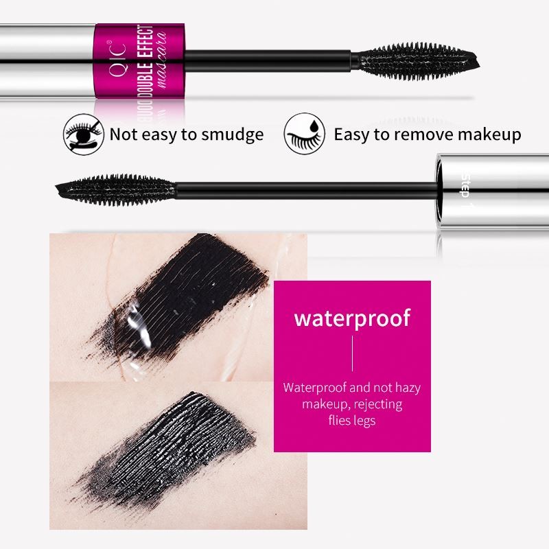 Double Effect Long Lash Extend Dual-Action Mascara 2 in 1 Brush Slim Slender Curled Natural Dense Mascaras Real