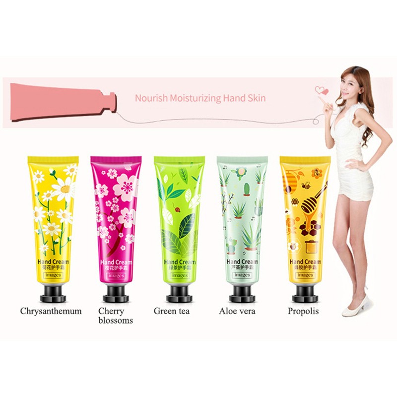 5pcs/set IMAGES Hand Cream Lot Moisturizing Nourishing Anti Chapping Anti Aging Plant Flowers Winter Mini Hand Care Lotion Set