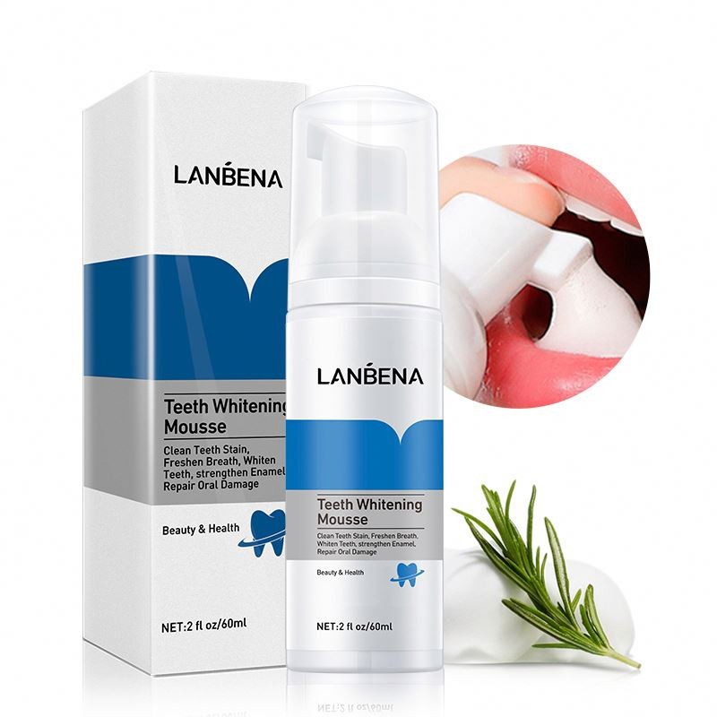 LANBENA 60Ml Peppermint Whitening Tooth Mousse Remove Plaque Stains Oral Odor Toothpaste Whitening Cleansing Tooth Mousse