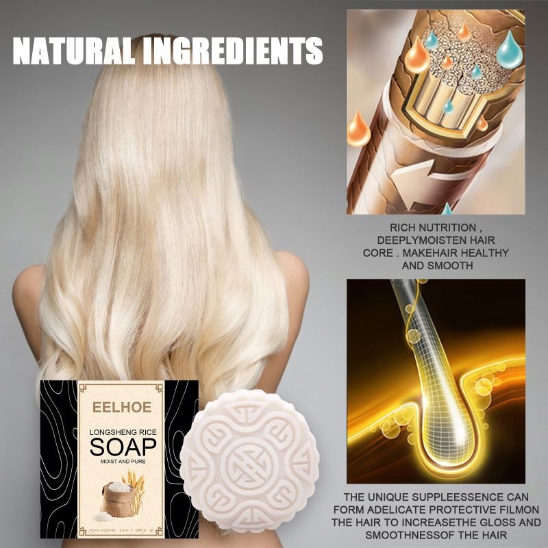 EELHOE Hair Treatment Straight Curly Wavy Care Shampoo Rice Soap for Hair