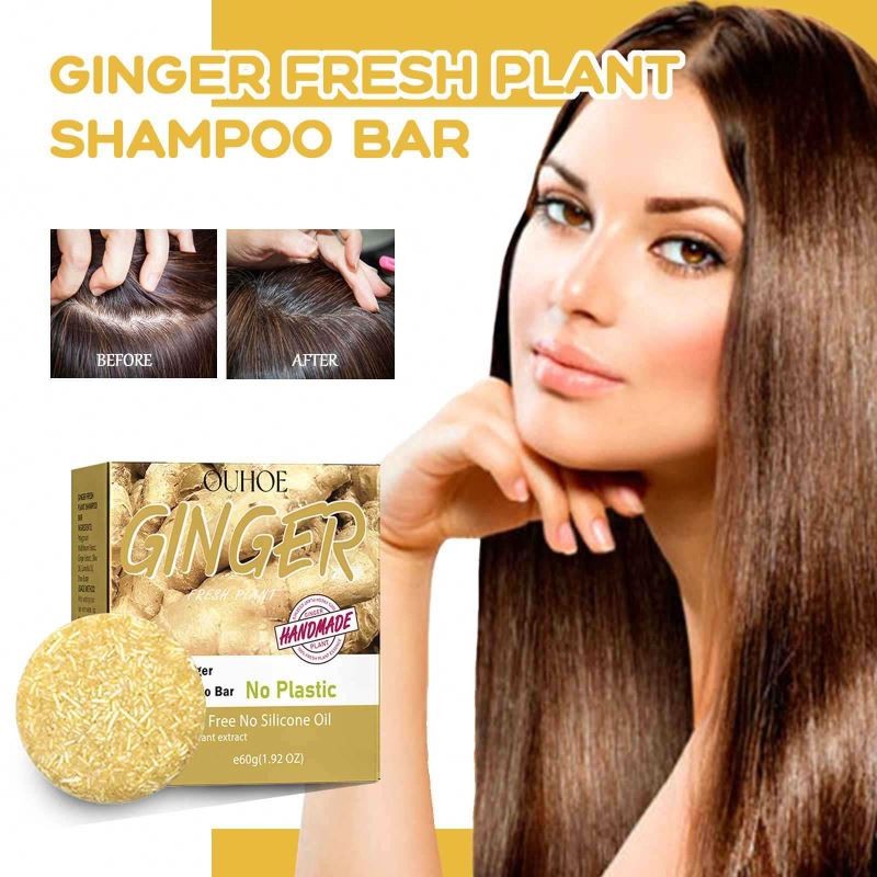 OUHOE 60g Deep Cleansing Polygonum Ginger Soap Shampoo Bar Anti-Dandruff Refreshing Nourishing Anti Hair Loss