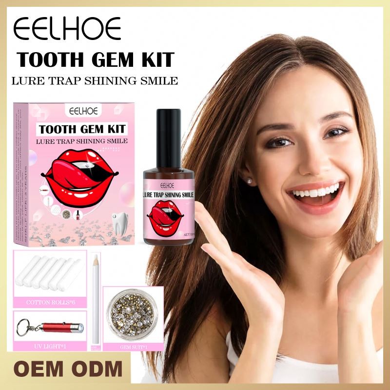 EELHOE Professional Teeth DIY Makeup Kit Tooth Gem with Curing Light and Glue Plastic Material for Artists Beauty Enthusiasts