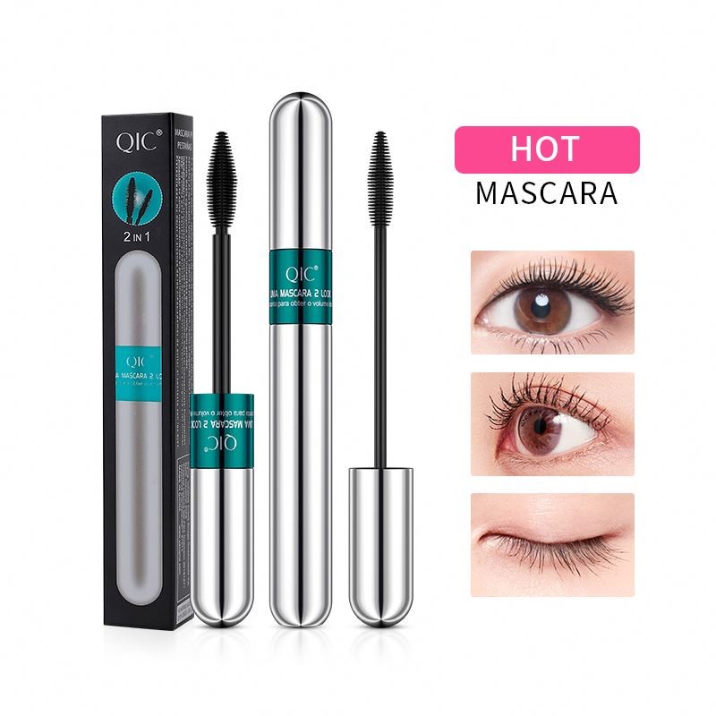 2 in 1 Double-ends Mascara Waterproof Thick Curling 4D Silk Silver Tube Mascara Eye Beauty Cosmetics