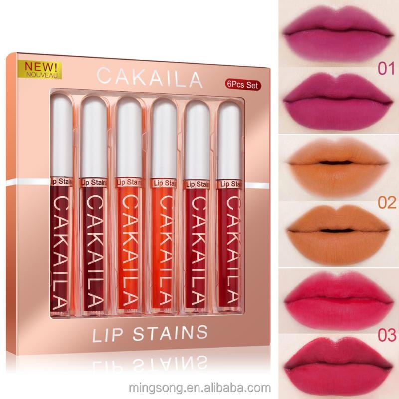 CAKAILA Lipstick Water Set Matte Moisturizing Lip Gloss Liquid Lipstick Rouge Water Dyed Lip Liquid