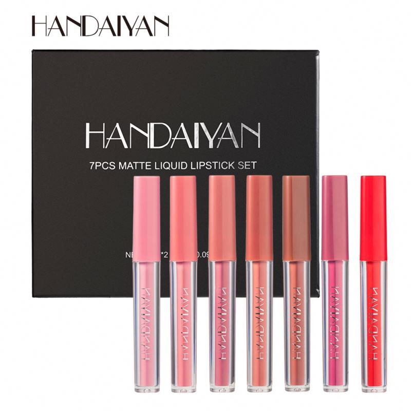 HANDAIYAN 7pcs/set Weekly Lip Gloss Matte Sexy Non-stick Lip Gloss Gift Box Long Lasting Moisturizer Liquid Lipstick