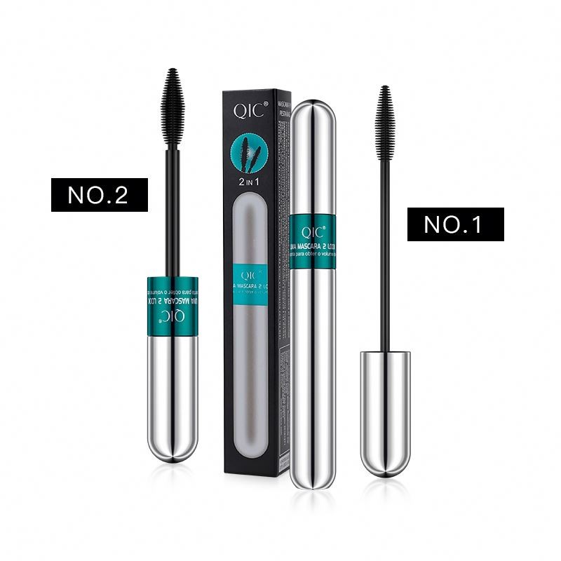2 in 1 Double-ends Mascara Waterproof Thick Curling 4D Silk Silver Tube Mascara Eye Beauty Cosmetics