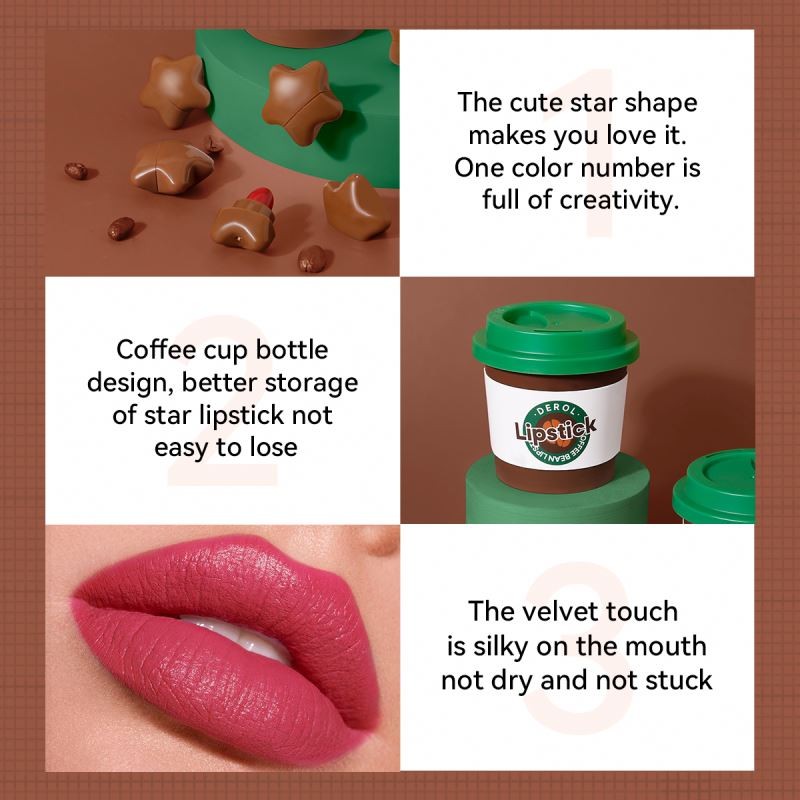 DEROL Matte Compact Lipstick Star Candy Mini Capsule Lipstick