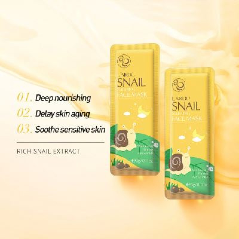 LAIKOU Travel Size Skin Care Face Mask Herbal Anti-Aging Snail Sleeping Moisturizing Nourishing Ingredients