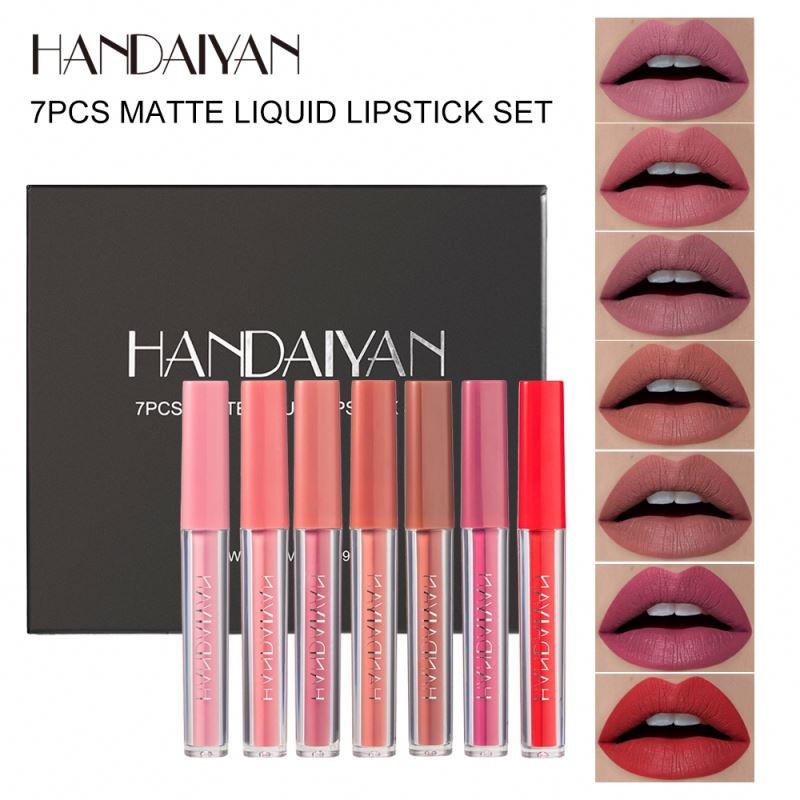 HANDAIYAN 7pcs/set Weekly Lip Gloss Matte Sexy Non-stick Lip Gloss Gift Box Long Lasting Moisturizer Liquid Lipstick