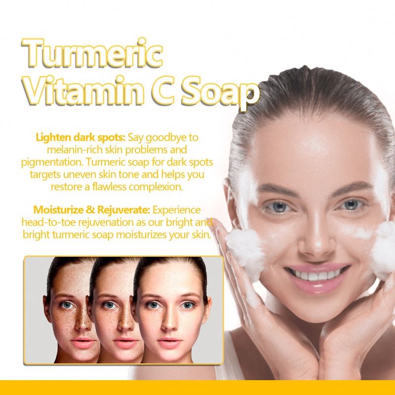 EELHOE Deep Cleansing Brightening Remove Dark Spot Handmade Organic Vitamin C Turmeric Soap 100g