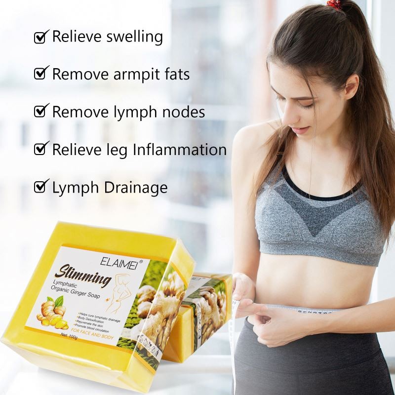 Elaimei 100g Organic Ginger Herbal Soap Face and Body Whitening Slimming Soap for Weight Loss
