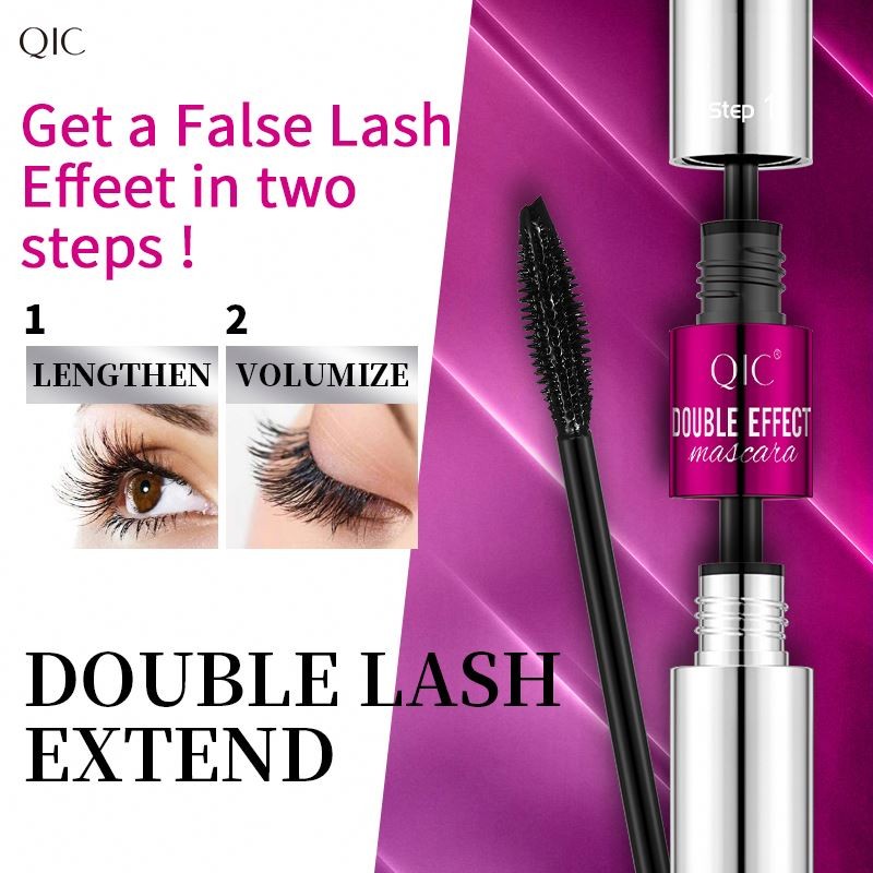 Double Effect Long Lash Extend Dual-Action Mascara 2 in 1 Brush Slim Slender Curled Natural Dense Mascaras Real