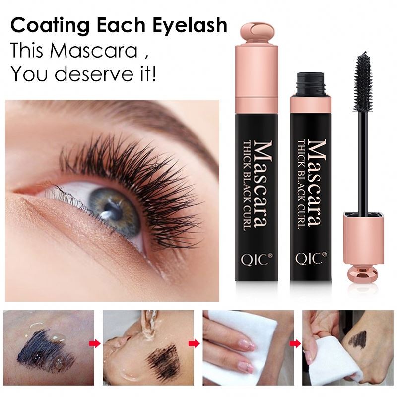 For QIC 24H Smudge-Free Waterproof for Mascara Thick Black Curl Herbal Liquid Eyelash Enhancer Q806 Makeup