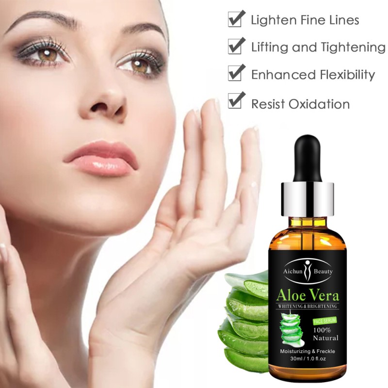 Aloe Vera Facial Essence Moisturizing Oil Control Fade Acne Print Melanin Repair Skin  Beauty Skin Care 100% Natural Essence Alo