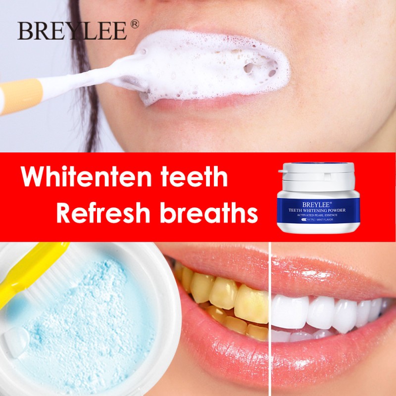 BREYLEE  Teeth Whitening Powder Toothpaste Organic Pearl Peroxide Free Teeth Whitening Powder