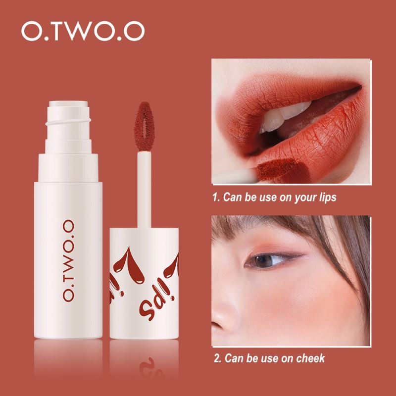 O.TWO.O Velvet Matte Lipstick Lightweight Liquid Lipstick Cosmetics Non Sticky Lip Glaze Waterproof Long Lasting Lip Tint Makeup