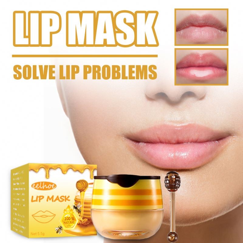 5.5g Unisex Lip Balm Honey Scented Moisturizing Cream Waterproof Smooths Fine Lines Nourishing Sleep Care Mask for Unisex Lips