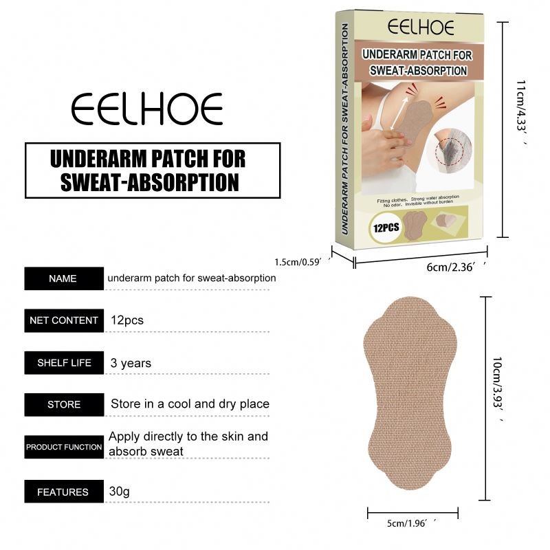 Eelhoe Summer Antiperspirant Underarm Dress Sticker Pads Deodorant Patch for Men and Women Body Sweating Anti-Sweating Pad