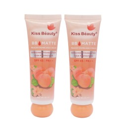 KISS BEAUTY BB Peach Liquid Foundation Natural Concealer Moisturize Nude Makeup Waterproof Long Lasting Liquid Foundation Cream