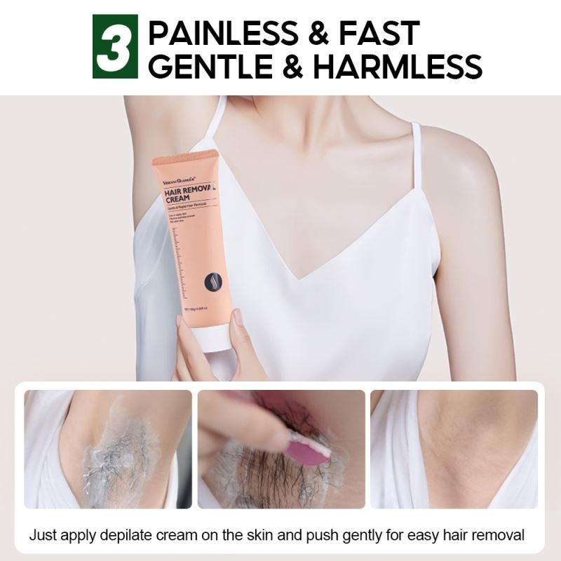 VIBRANT GLAMOUR Fast Hair Removal Cream Unisex Painless Depilatory Cream Armpit Leg Private Area Quick Hair Removal 100g