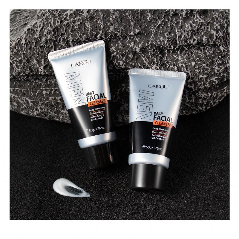 LAIKOU Men's Deep Cleansing Moisturizing Facial Cream Wash Oil Control Face Cleanser with Refreshing Effects
