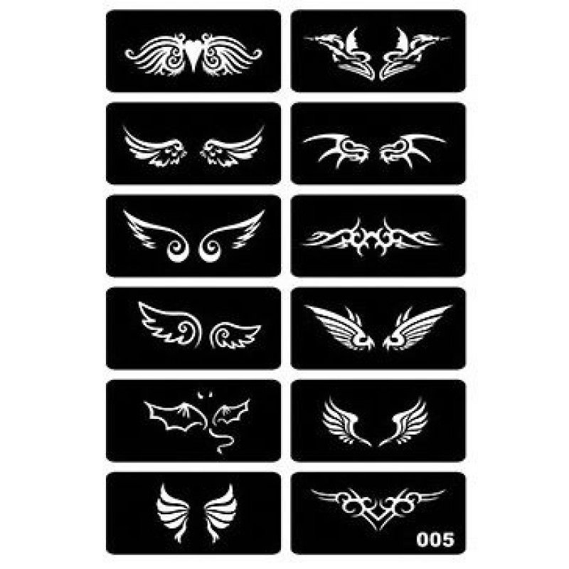Small Flower Butterfly HH Temporary Henna Tattoo Stencil Airbrush Glitter Drawing Template for Women and Kids
