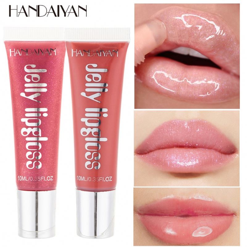 HANDAIYAN Moisturizer Natural Jelly Lip Gloss Plumping Lipgloss Glass Lip Plumper Makeup Waterproof Lipstick Cosmetics 12 Colors