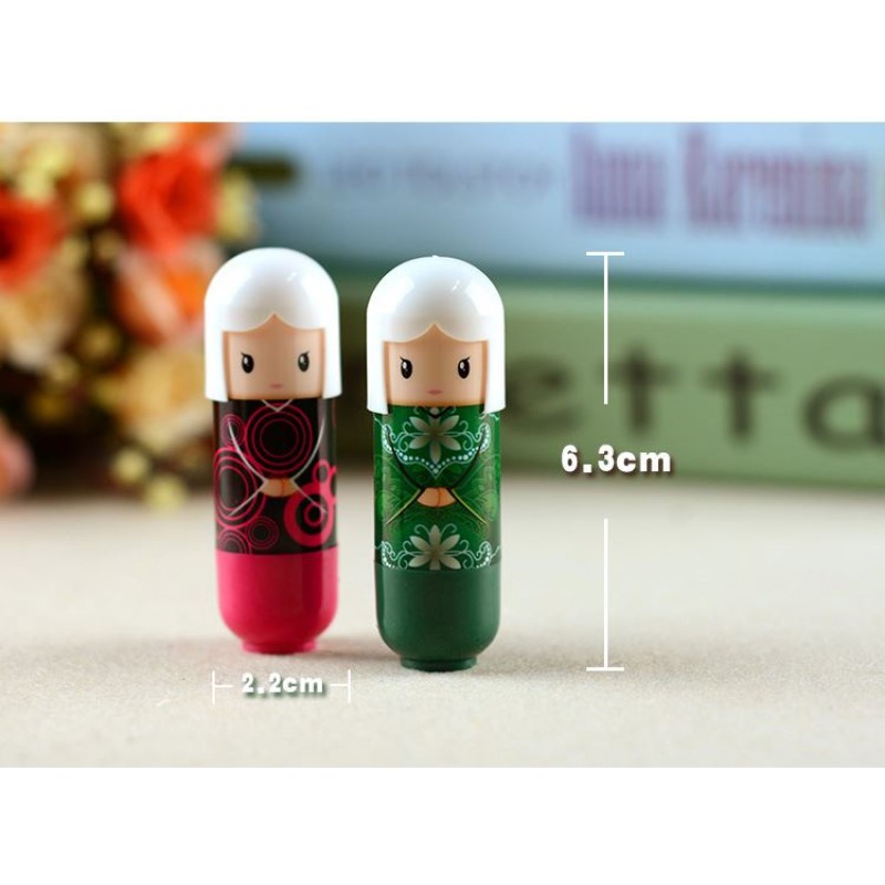 Hengfang 6-Color Cute Kimono Doll Lipstick Colorless Long-Lasting Moisturizing Lip Balm Waterproof Hydrating Lip Care for Men