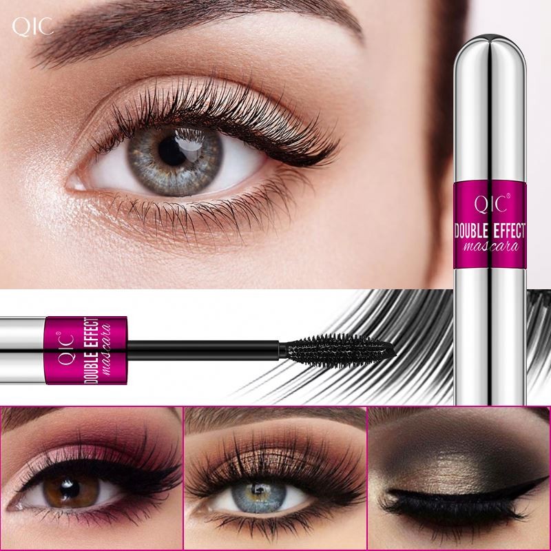 Double Effect Long Lash Extend Dual-Action Mascara 2 in 1 Brush Slim Slender Curled Natural Dense Mascaras Real