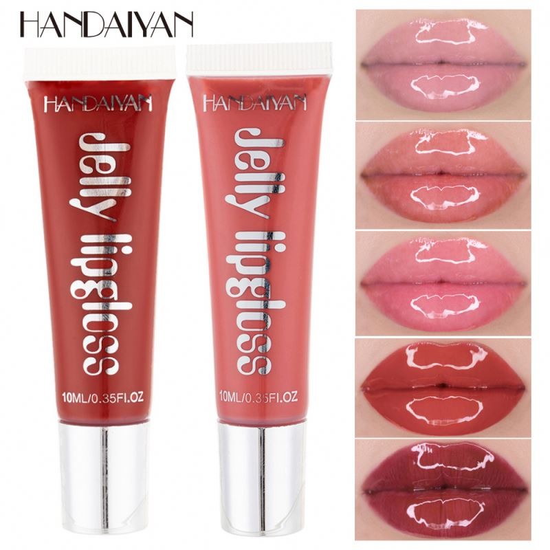 HANDAIYAN Moisturizer Natural Jelly Lip Gloss Plumping Lipgloss Glass Lip Plumper Makeup Waterproof Lipstick Cosmetics 12 Colors