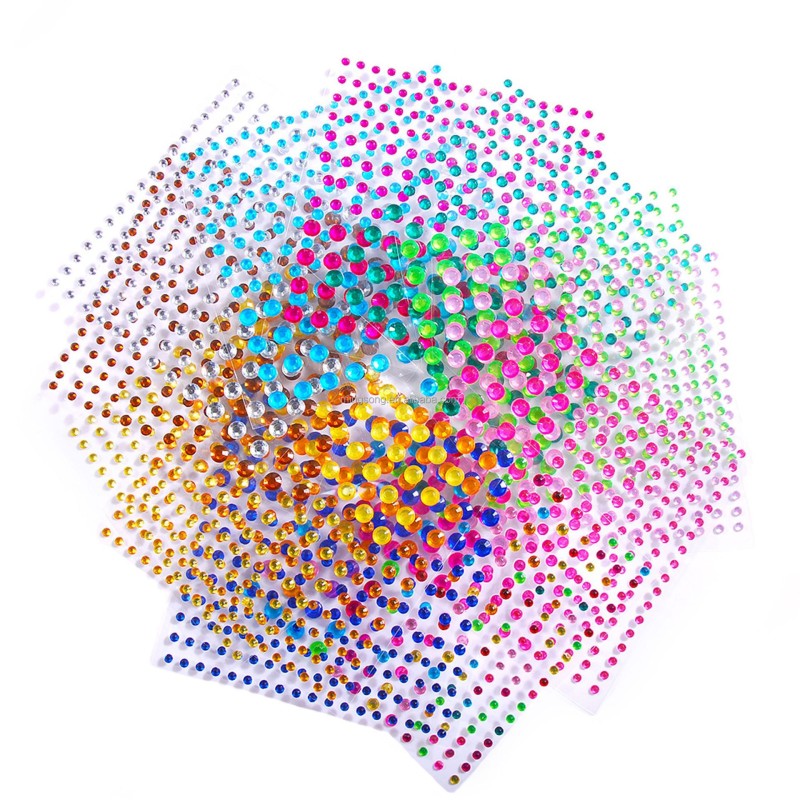 3 Sizes Single Grain Stickers Clear Crystal Self Adhesive Rhinestone for DIY Face Art Decoration Festival White ACRYL 12 Colors