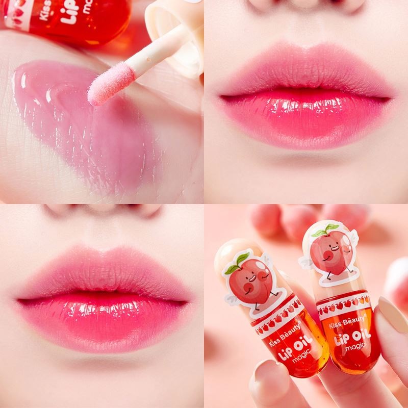 Dropshipping Peach Lip Glaze Temperature Change Capsule Lip Gloss Cream Non-Stick Cup Moisturizing Nourishing Waterproof Feature