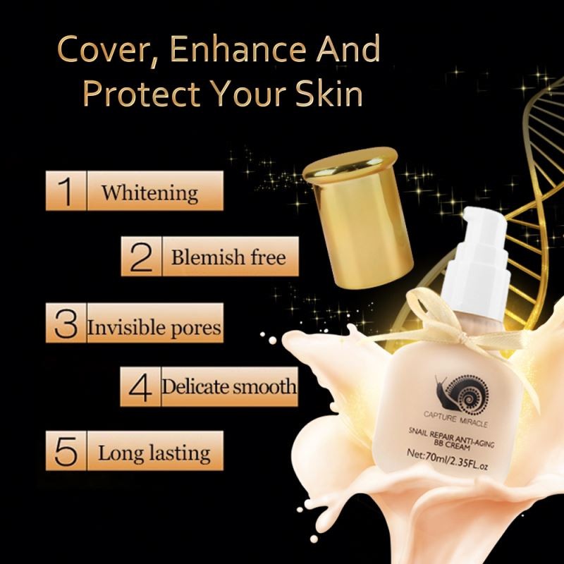 High Quality 70ml Snail Repair BB Cream SPF 30 Anti-Aging Concealer with Whitening & Moisturizing Ingredients Lightening Makeup
