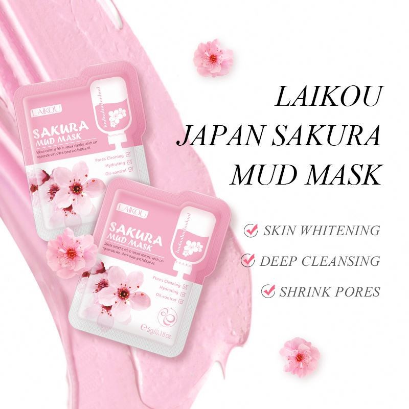 Organic Deep Cleaning Vegan Moisturizing Korean Japan Whitening Sleeping Clay Sakura Mud Mask Face Pack