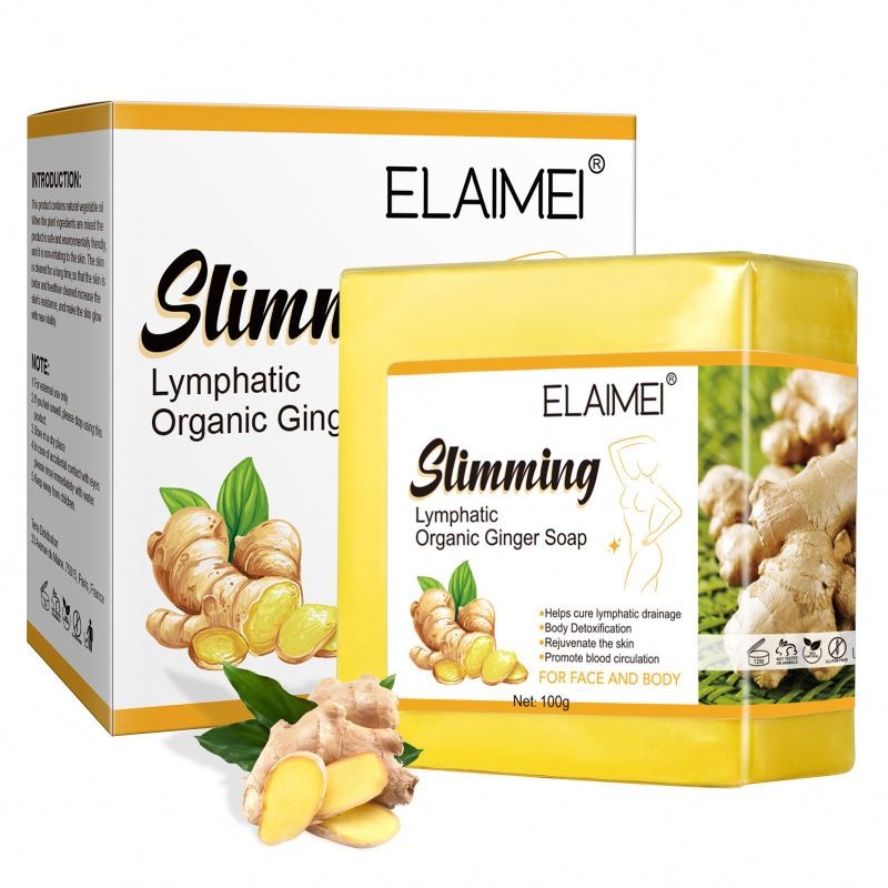 Elaimei 100g Organic Ginger Herbal Soap Face and Body Whitening Slimming Soap for Weight Loss