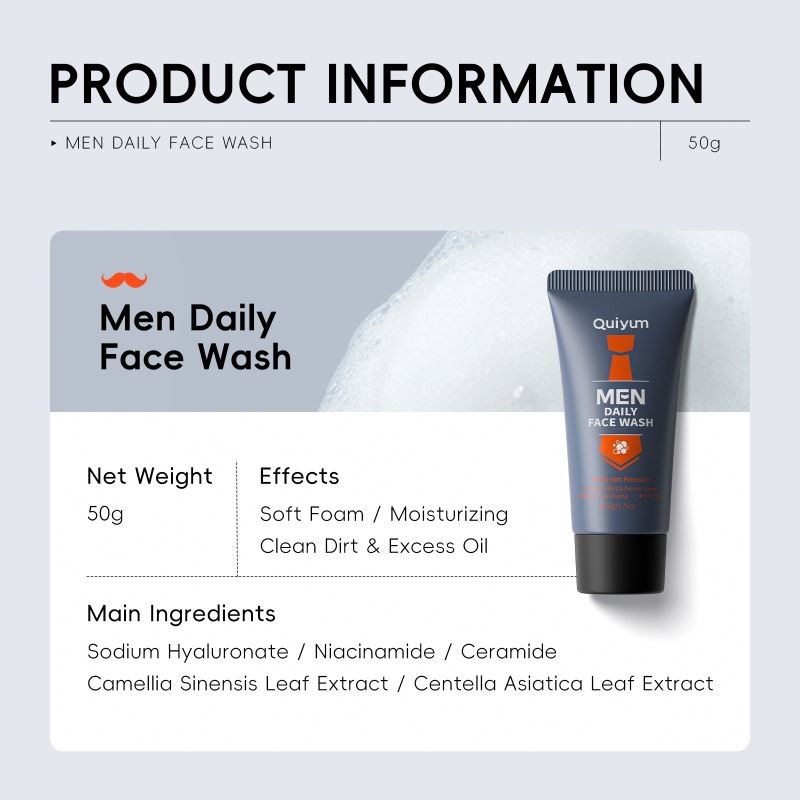QUIYUM Private Brand Niacinamide Facial Cleanser Anti-Acne Oil Control Deep Cleansing Men Face Wash