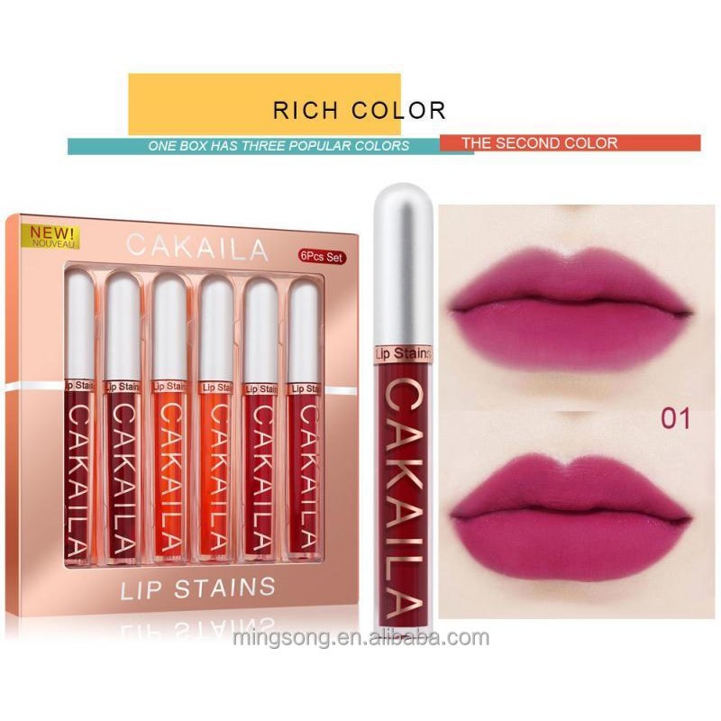 CAKAILA Lipstick Water Set Matte Moisturizing Lip Gloss Liquid Lipstick Rouge Water Dyed Lip Liquid