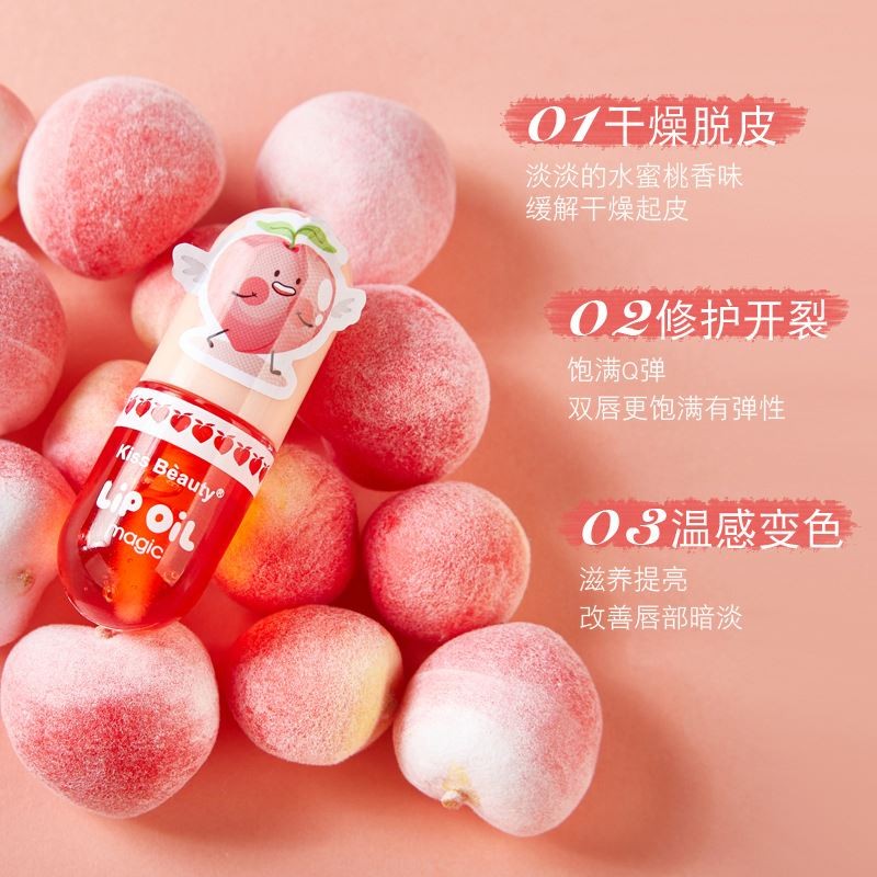 Dropshipping Peach Lip Glaze Temperature Change Capsule Lip Gloss Cream Non-Stick Cup Moisturizing Nourishing Waterproof Feature